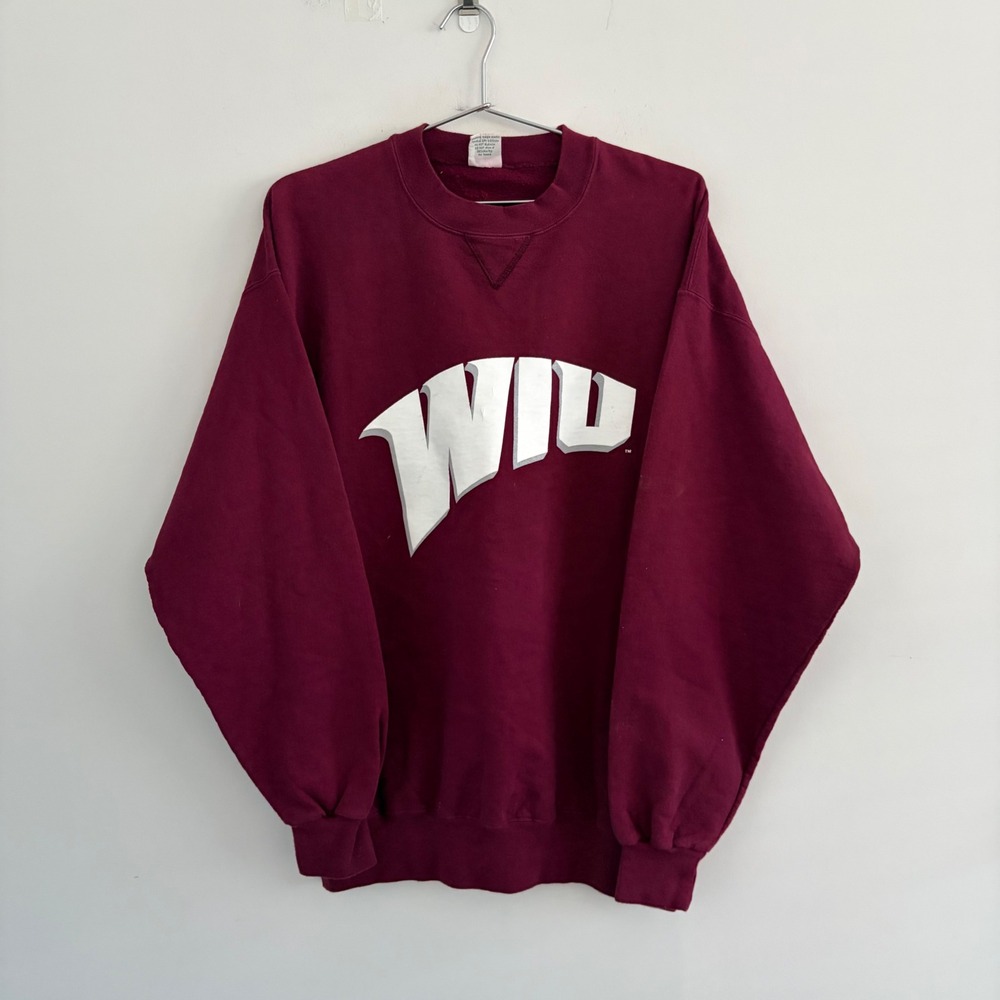 Vintage Gribble WIU Western Illinois University Sweatshirt Maroon Mens Large